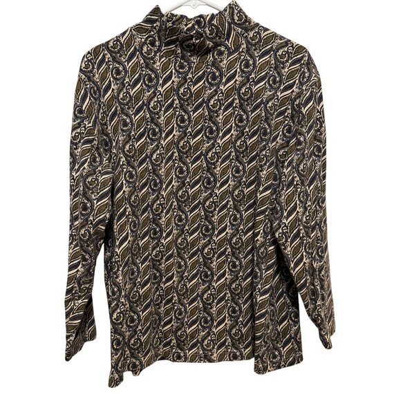 Hunt Club Womens Paisley Pattern Long Sleeve Cotton Button-Up Blouse Large - Picture 1 of 5
